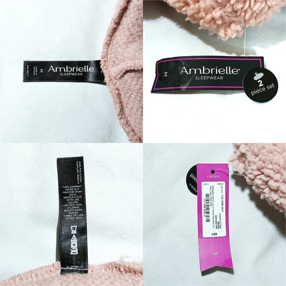 Ambrielle KeepsakePink Sherpa Hoodie Pullover Pajamas Sleepwear/Sweatshirt Set M - Picture 6 of 15